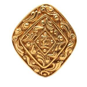 CHANEL Gold Diamond Logo Brooch